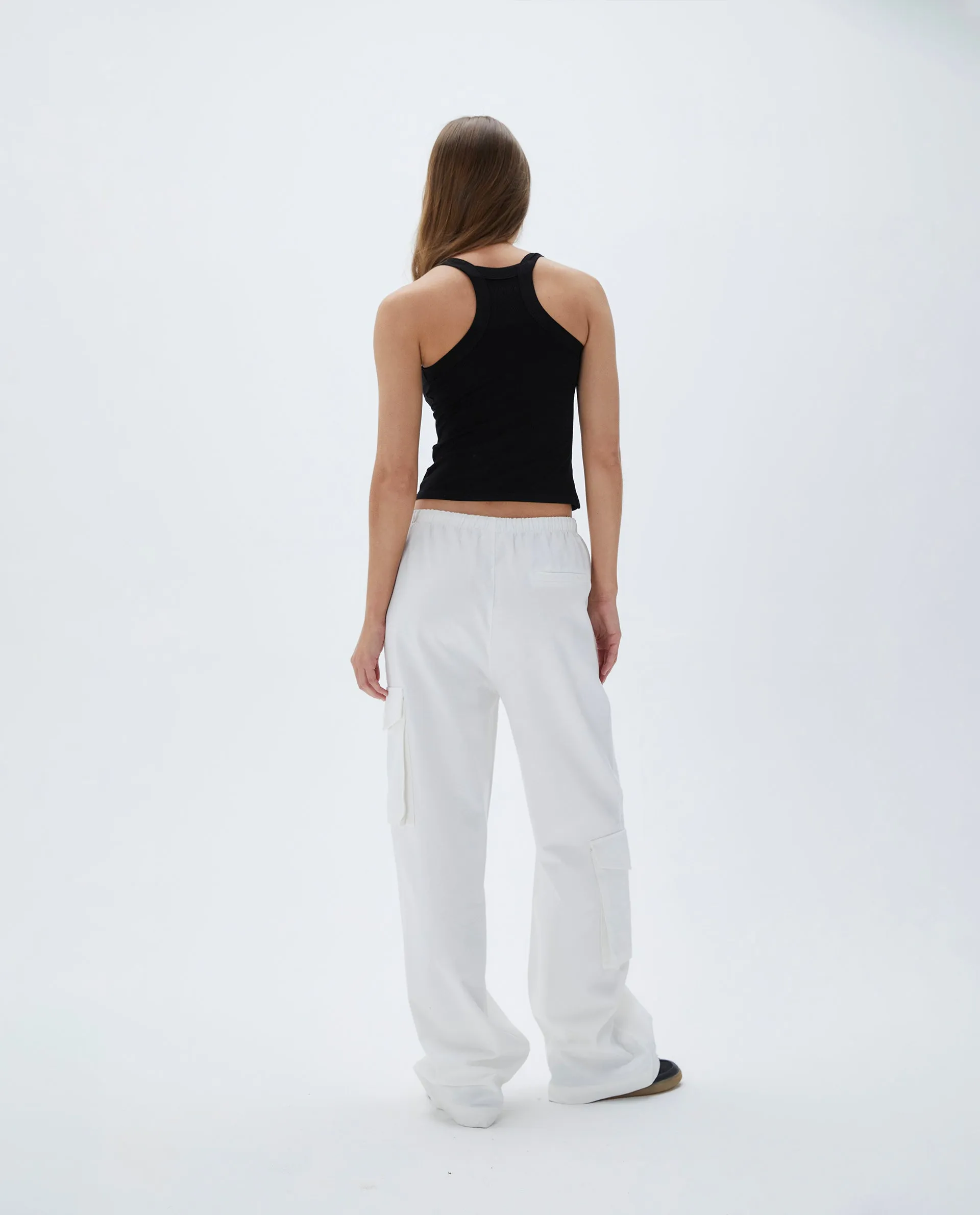 Relaxed Cotton Cargo Pants - White