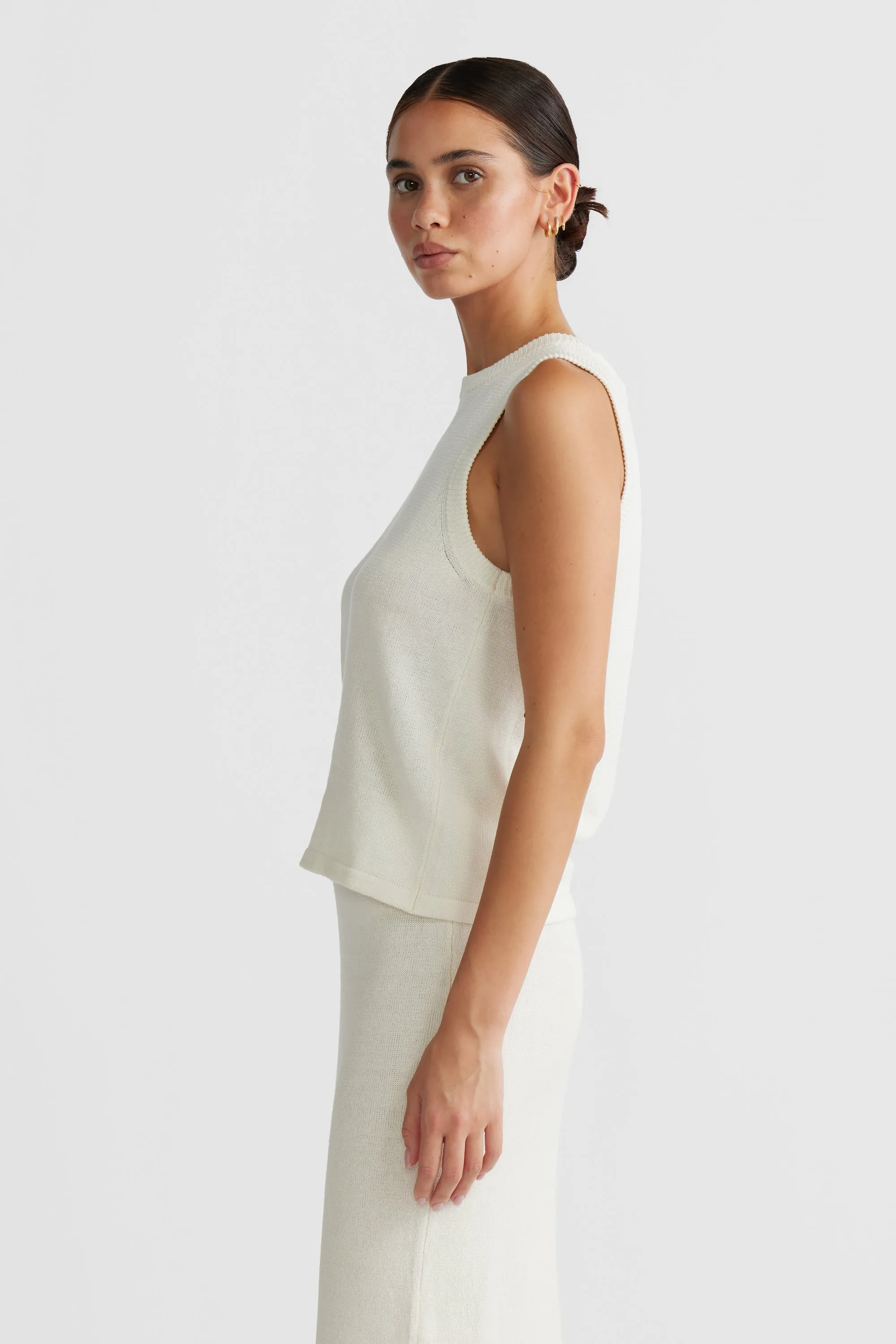 Remi Linen Knit Tank Ivory