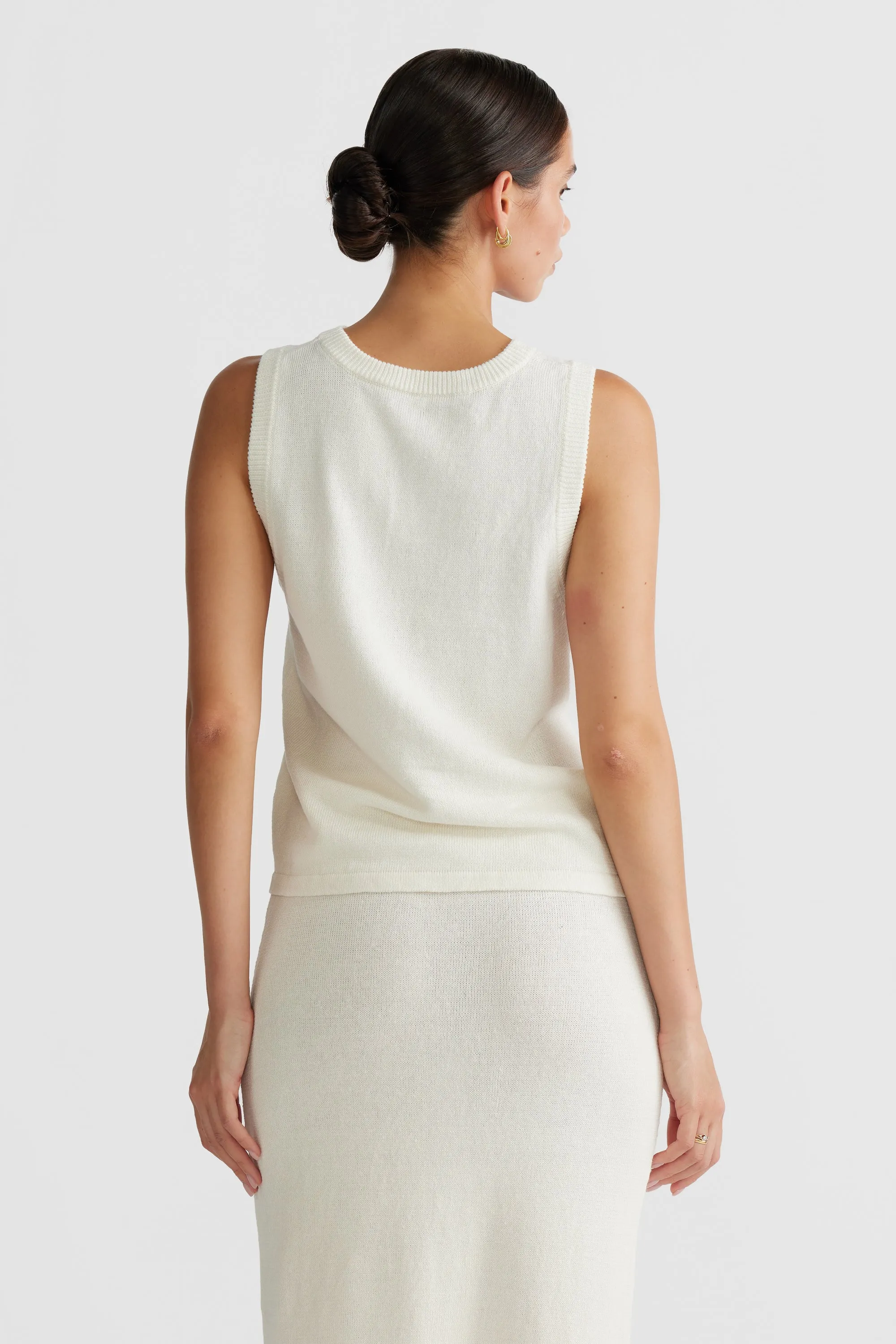 Remi Linen Knit Tank Ivory