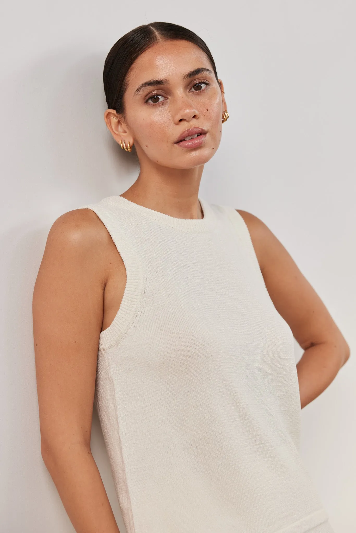 Remi Linen Knit Tank Ivory