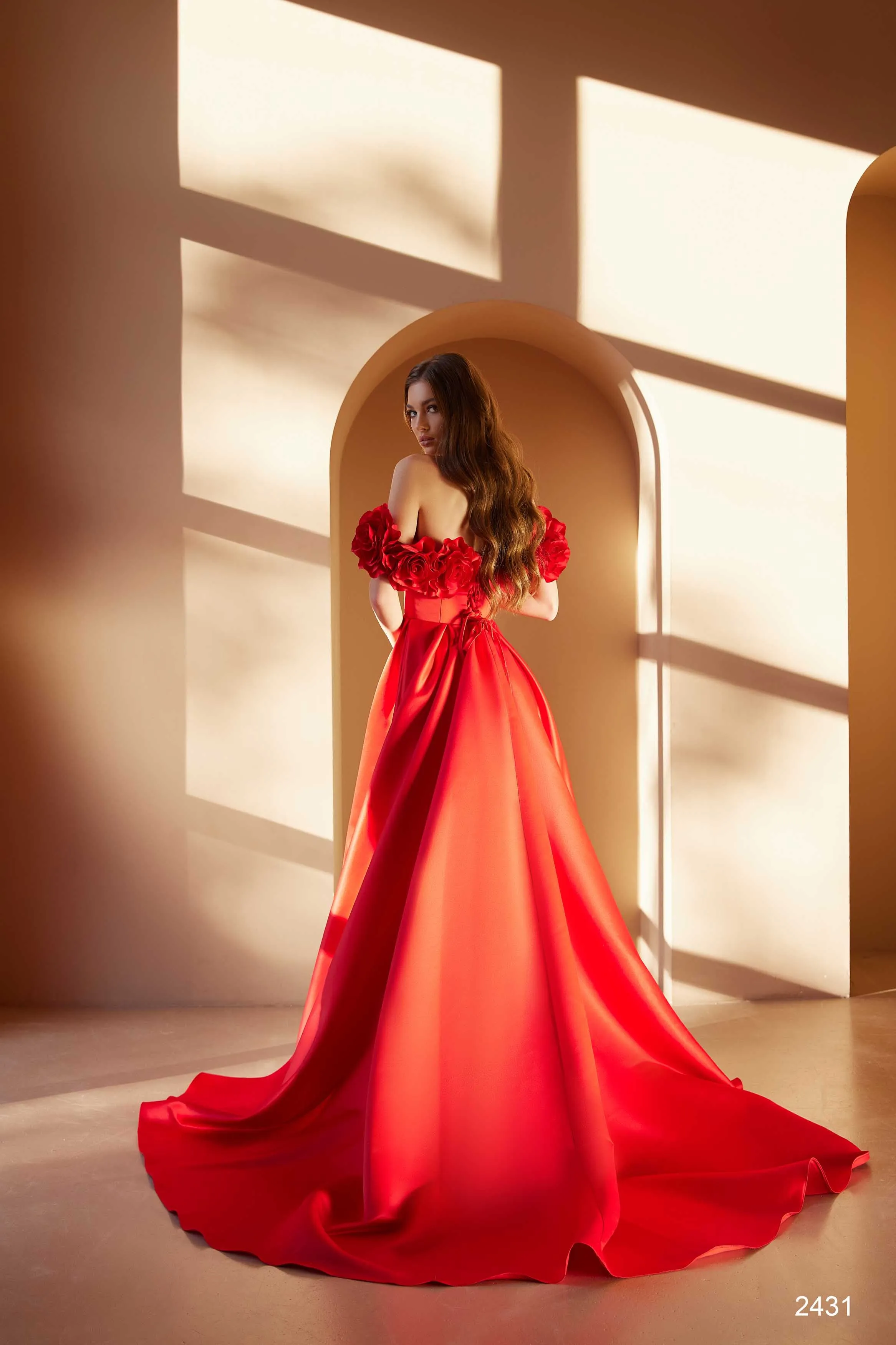 Romantic Off-Shoulder Satin Ball Gown