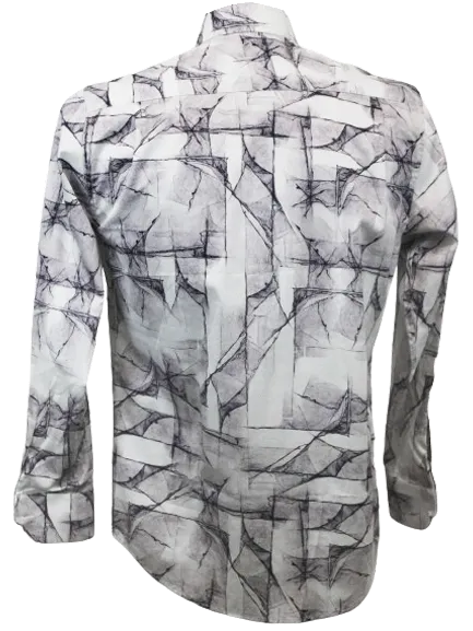 Rossini LS Reg Marble Pattern Grey Shirt