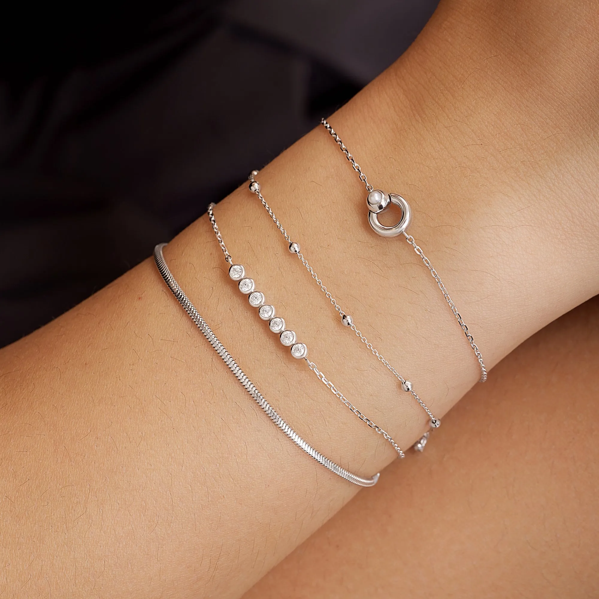 Silver Beaded Chain Bracelet