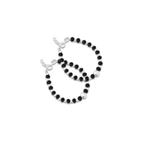 Silver black and Center Silver Bead Bracelet