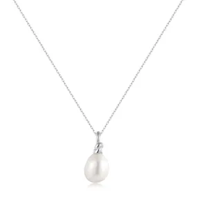 Silver Freshwater Pearl Pendant Necklace