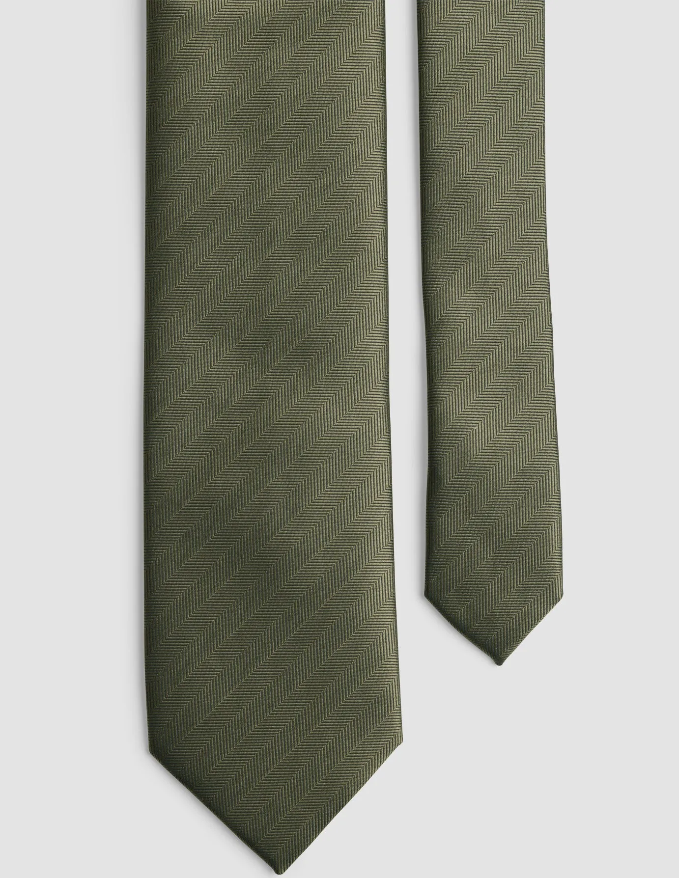 Tie Herringbone Olive Steel