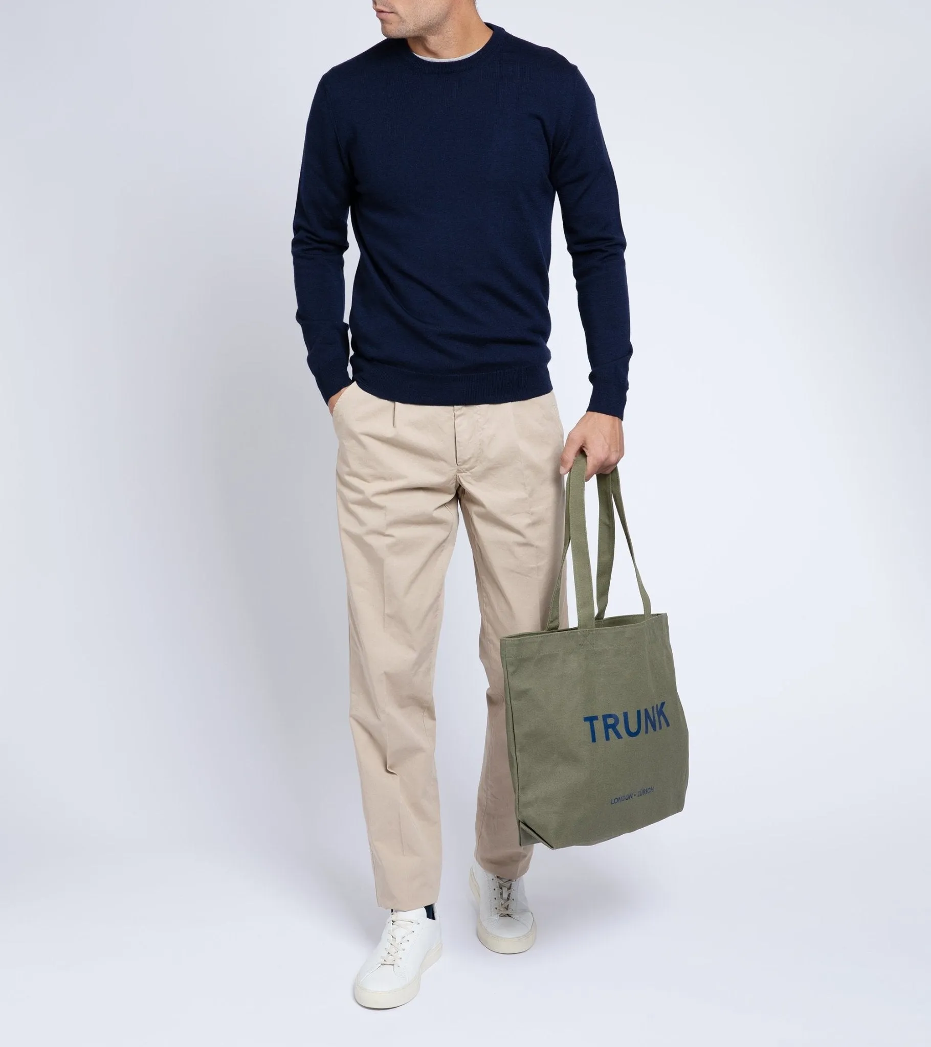 Trunk Harley Merino Crew Neck Sweater: Navy