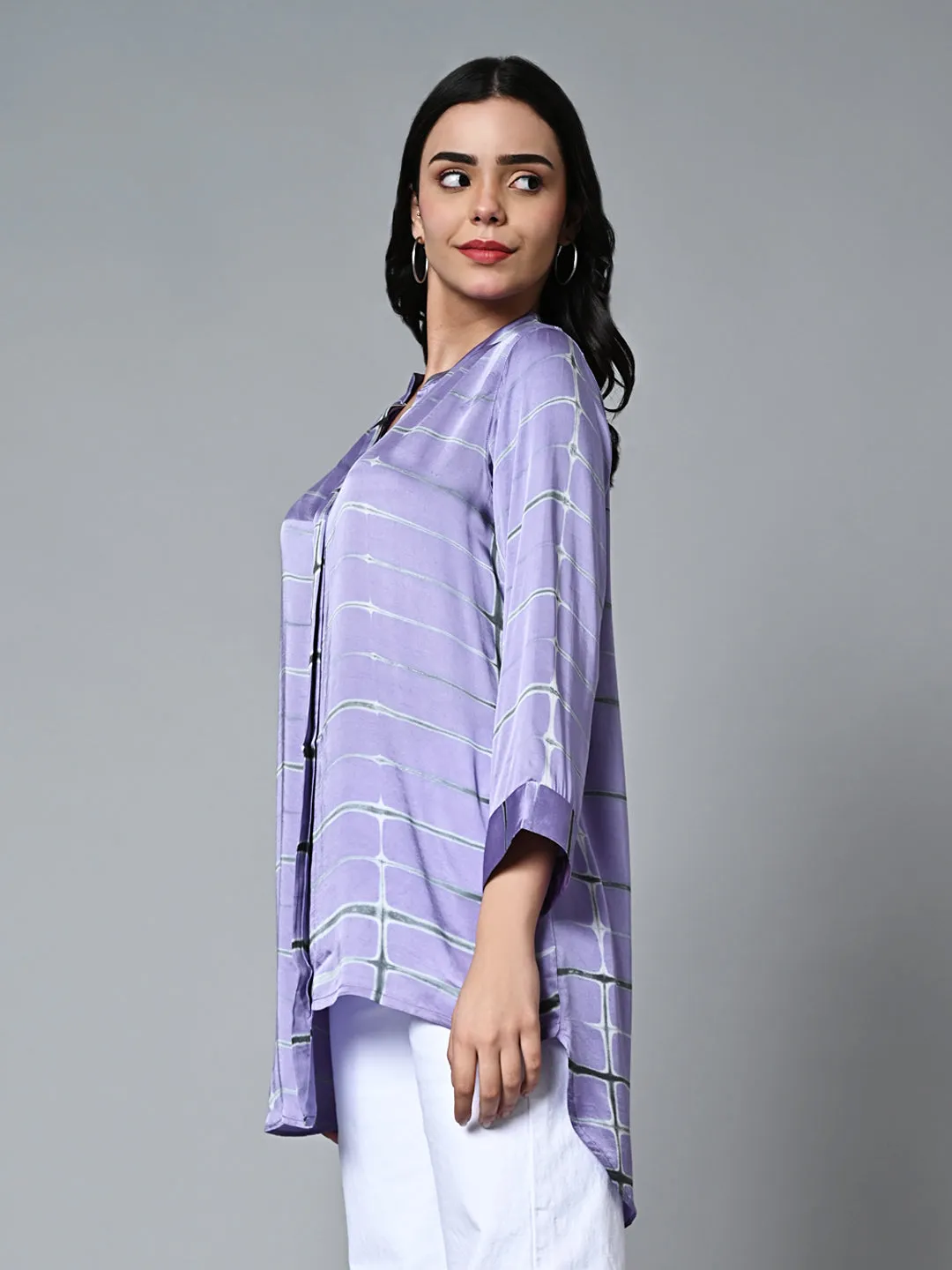 Women's Lilac Viscose Modal Loose Fit Blouse