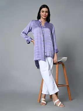 Women's Lilac Viscose Modal Loose Fit Blouse