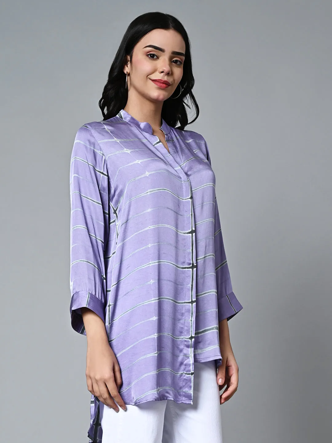 Women's Lilac Viscose Modal Loose Fit Blouse