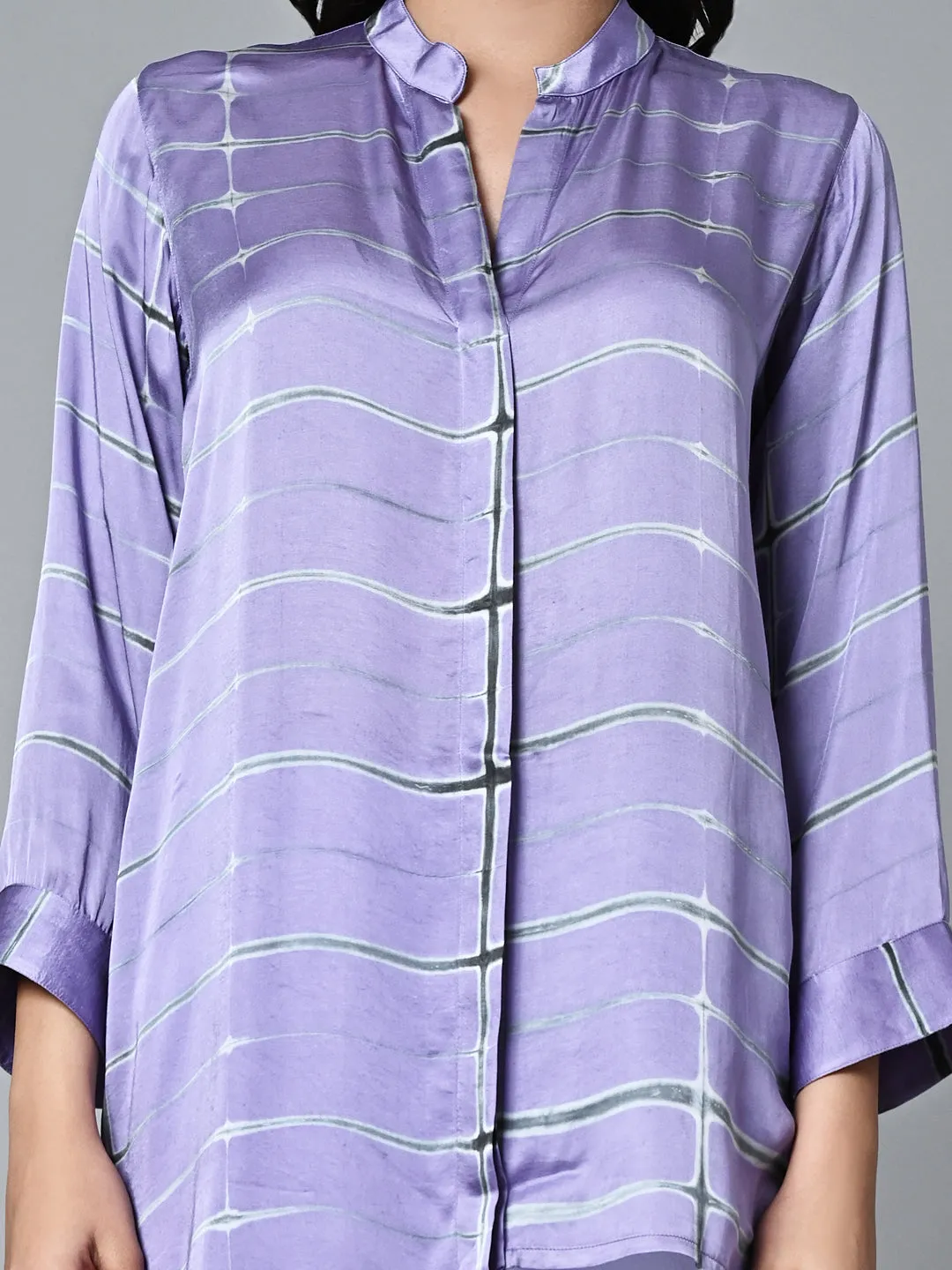 Women's Lilac Viscose Modal Loose Fit Blouse